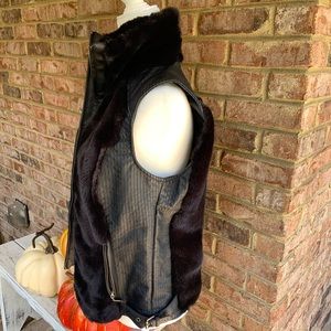 Baccini Faux fur and faux leather vest